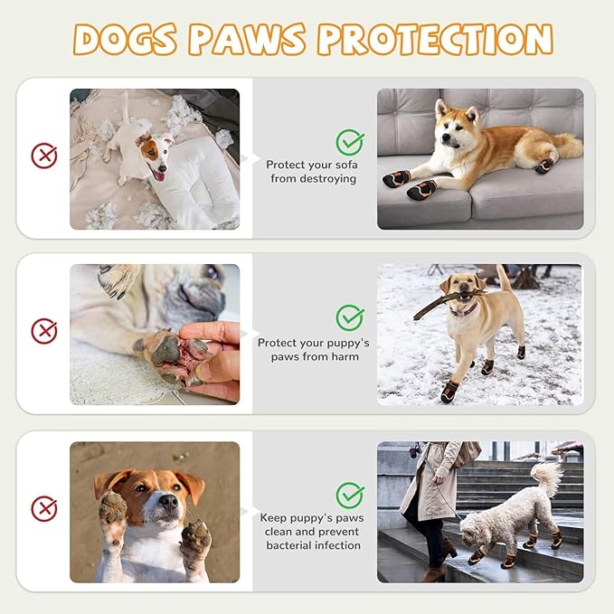 Dog Shoes for Hot Pavement,Dog Boots & Paw Protectors for Large Medium Size Dogs to Prevent Licking,Dog Booties with Reflective for Outdoor,Hiking,Hardwood Floors,Winter Snow(Black Orange,Size3)