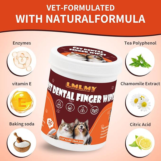 Dog Dental Wipes - Dental Finger Wipes for Cats & Dogs - Dog Toothbrush Finger Dental Wipes to Remove Plaque & Tartar,Effective Teeth Cleaner (Small)
