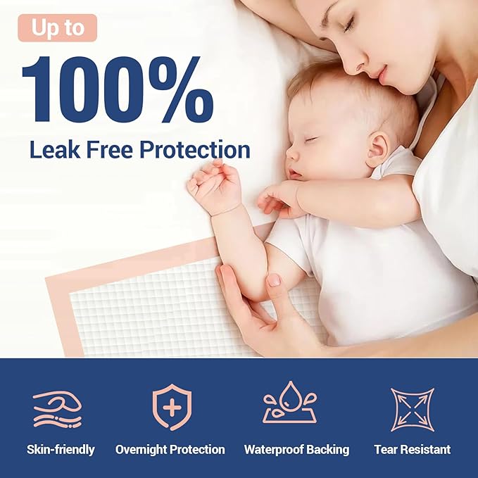 MKISS Heavy Duty Bed Pads 40" x 40"(20 Count), Disposable Super Absorbent Incontinence Underpads, Extra Large and Thicken Chucks Pads for Adults, Children, Babies, Elderly and Pets