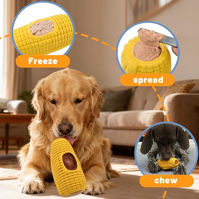 BURIESUR Dog Chew Toys for Aggressive Chewers,Frozen Dog Toys to Keep Them Busy,Frozen Dog Treat Toy with Mold Cups,Indestructible Dog Toy for Indoor Outdoor Play,Fillable Cognitive Licking Toy