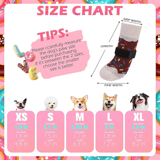 EXPAWLORER 4 Pcs Anti Slip Dog Socks, Dog Shoes for Hot Pavement, Dog Booties for Hardwood Floor, Prevent Licking Paws, Boots & Paw Protectors for Small Medium Large Senior Dogs