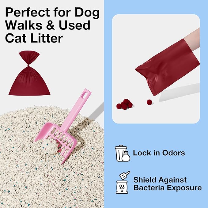 VETRESKA Dog Poop Bags, Leak Proof, Extra Thick and Large Pet Waste Bags for Dog Walking and Cat Litter, Rose & Amberwood Scented, 300 Bags