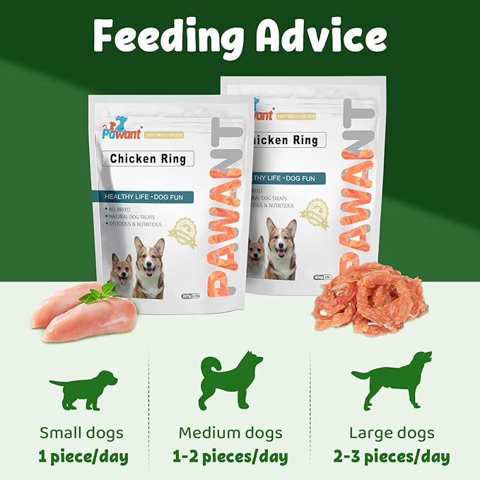 Pawant Chicken Rings Dog Treat Snacks Puppy Treats Natural Chicken Rawhide-Free Soft Healthy for Small Medium and Large Breed 454g