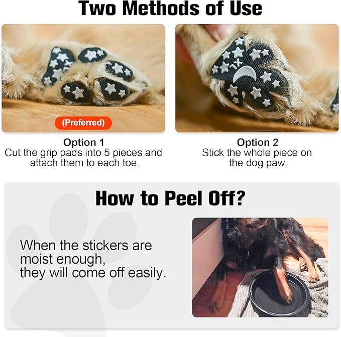 BEAUTYZOO Anti-Slip Dog Paw Pads for Senior Dogs - Traction Grips Dog Paw Stickers for Hot Pavement Hardwood Floors, Durable Pet Paw Protector Shoes Booties Socks Replacement (24pcs, Black L)