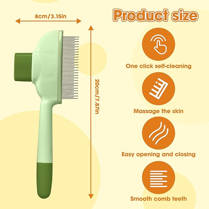 Cat Hair Brush & Dog Brush, Deshedding Brush for Long or Short Haired Pets, Removes Loose Fur, Durable Stainless Steel & ABS Design (green)