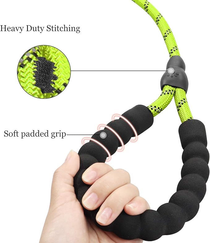 TagME Slip Leads for Dogs, 6 FT Heavy Duty Slip Leash with Padded Handle, Strong Rope No Pull Pet Training Leash for Small Dogs,Green