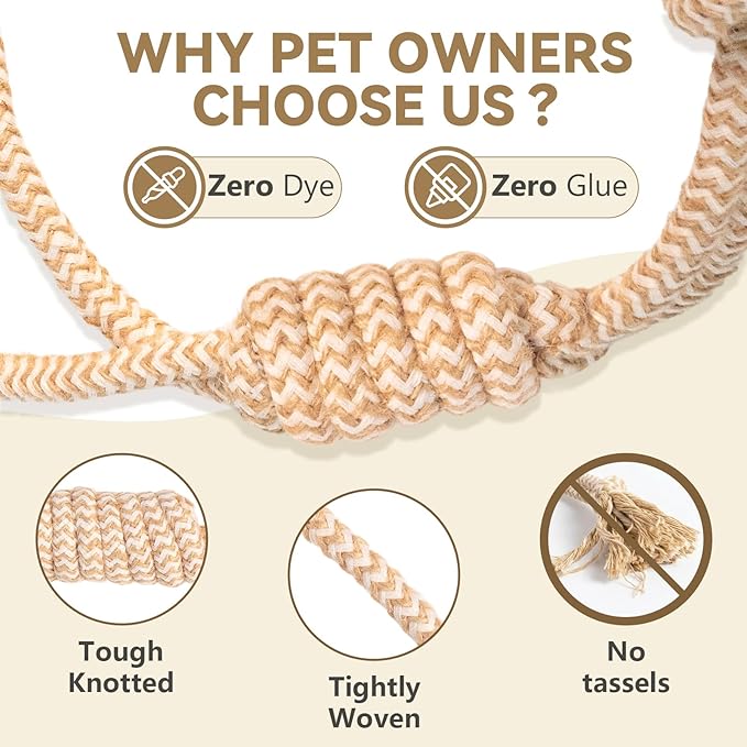 IRRESTRICO Puppy Chew Toys for Teething Relief, Dog Rope Toys for Small and Medium Dogs, Dental Chew Rope for Training, L Size