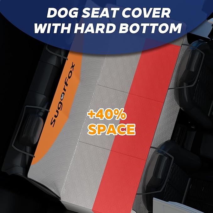 Dog Car Seat Cover for Back Seat - Upgraded PU Leather Dog Hammock, 400lbs Hard Bottom Backseat Pet Cover, Waterproof Anti-Scratch + Pet Safety Belt (Gray-54“x18”)