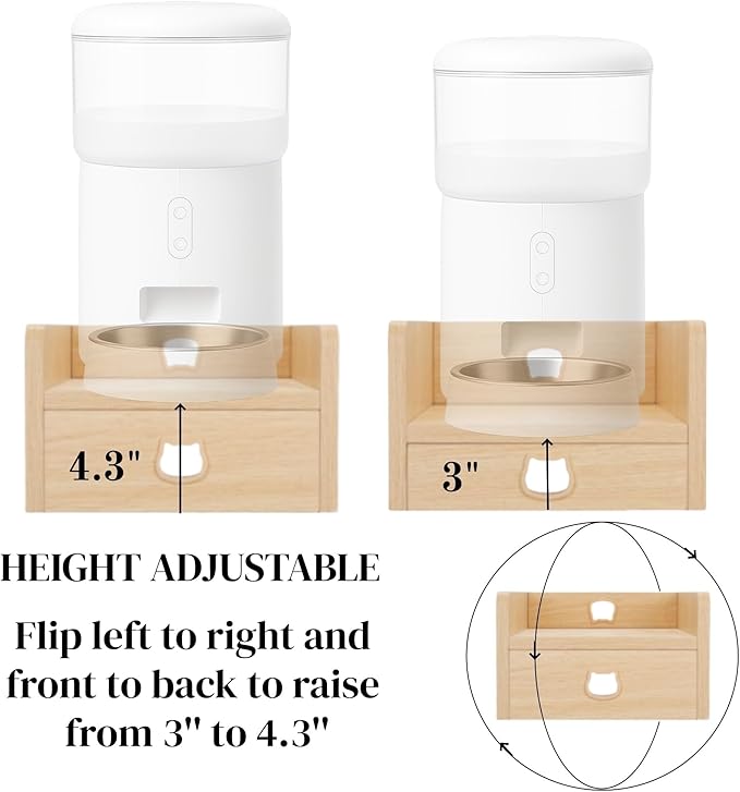 Raised Pet Feeder Stand for Cats & Small Dogs – Adjustable Height, Non-Slip Elevated Base for Most Automatic Feeders & Water Dispensers (Holder Only)