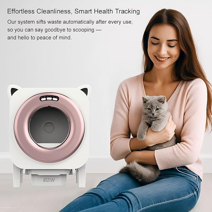 Self Cleaning Litter-Box for Multiple Cats with 76L Large Capacity,Automatic Litter Box with App Control and Safety Sensors Protection (Black)
