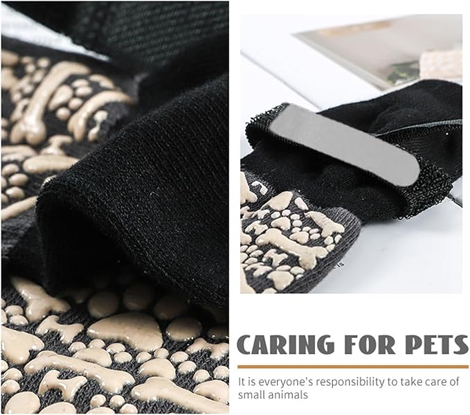 Anti Slip Dog Socks to Prevent Licking Paws, Dog Booties Shoes for Hot Pavement, Dog Socks with Grippers for Hardwood Floors, Senior Dog, Paw Protector (S, Bone Pattern)