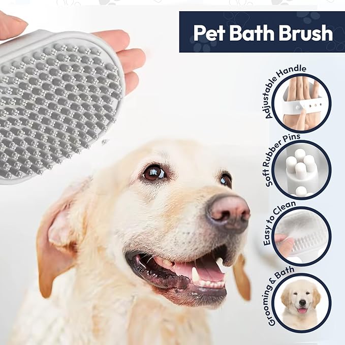 BPG Pet Grooming Tools for Dogs & Cats- 3 Piece Dog Grooming Kit, Slicker Brush, Bath Brush And Undercoat Rake- Non-Slip Easy To Use Deshedding Tools For All Coat Types- Brooklyn Pet Gear