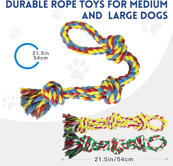 WDZZHOT [3 Pack] Christmas Dog Rope Toys for Large and Medium Aggressive Chewers, Nearly Indestructible Rope Chew Toys, Heavy Duty 100% Cotton Tug of War Dog Toy for Boredom, Teeth Cleaning