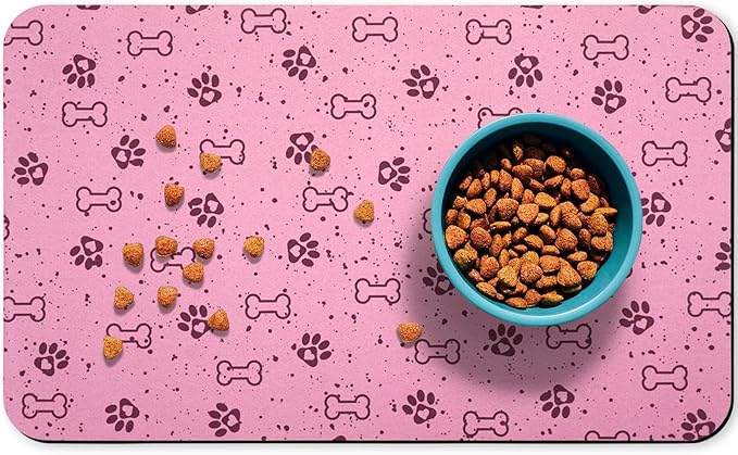 Dog Food Mats,Cat Absorbent Water Bowl Feeding Mats Pet Placemats for Food and Water Spot 12 * 20 inch