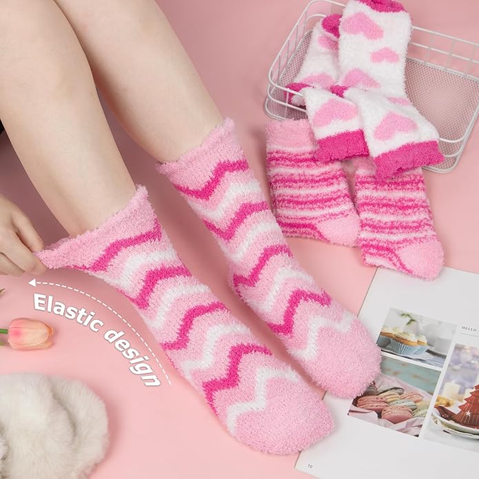 Loritta 3 Pairs Womens Fuzzy Socks Winter Warm Fluffy Soft Slipper Home Sleeping Cute Animal Socks