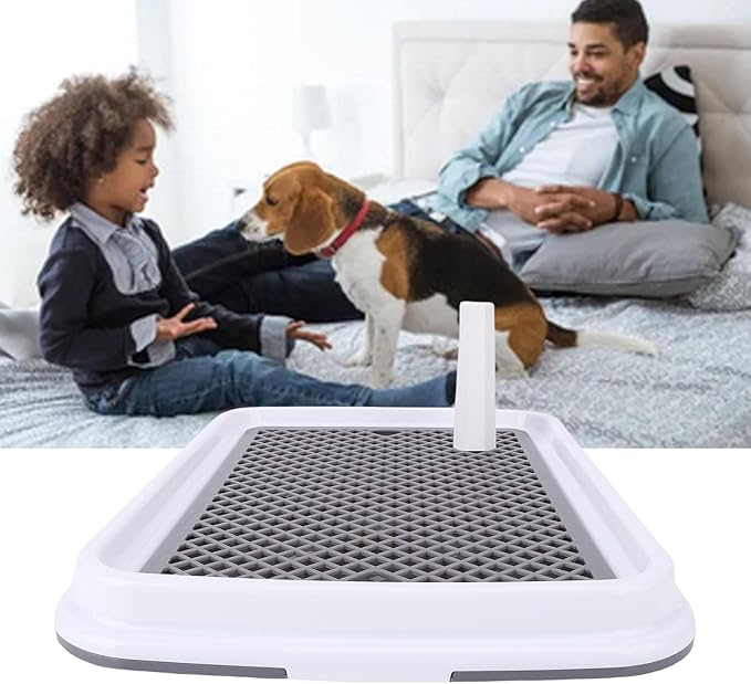 Pee Pad Holder for Dog,with Grate Odor Proof Easy to Clean Plastic Pee Pad Pet Potty Tray for Small Dogs (Grey)
