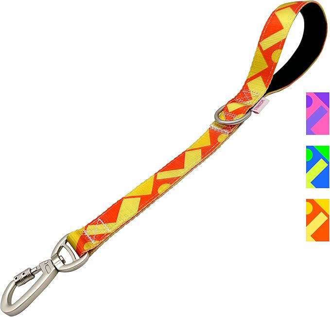 Short Dog Leash 18 Inches, Strong Traffic Leash with Padded Handle, Heavy Duty Dog Leashes with Carabiner Clip for Large and Medium Dogs Control Safety Training (Orange)
