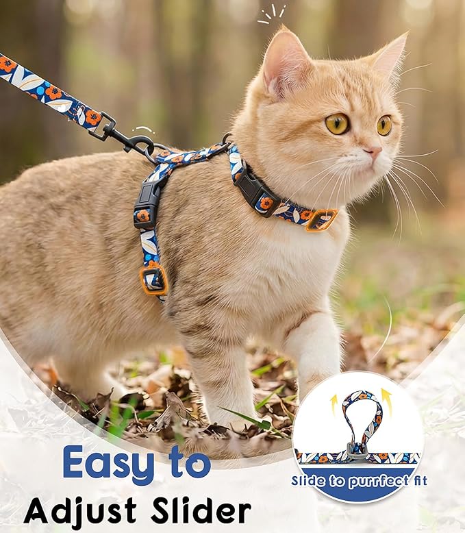 Halypet 2-Pack Cat Harness and Leash Set, Escape Proof 3-in-1 Adjustable Harness for Cats, Soft Lightweight, Easy On & Control for Walking, Travel & Outdoor Use, Medium (Navy & Blue)