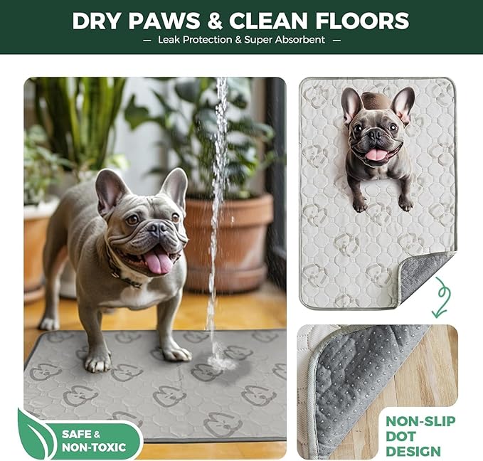 FXW Washable Pee Pads for Dogs, Leak-Proof & Non-Slip, Specifically Designed for Whelping Box, 32" Round, Khaki, 2 Packs