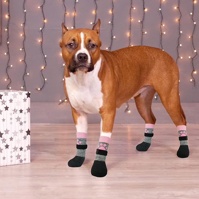 KOOLTAIL Anti Slip Dog Socks for Hot/Cold Pavement to Prevent Licking Paws,Booties for Hardwood Floors,Traction Rain Dog Boots&Paw Protectors Shoes with Grip for Small Medium Large Senior Dogs