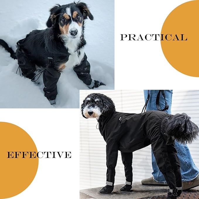 yucca Dog Suspender Booties, Paw Boot Leggings Anti-Slip, Pet Snow Pants with Attached Boots Waterproof, Adjustable Suspender Shoes for Dogs Winter Snow Rain Hiking Paws Protector