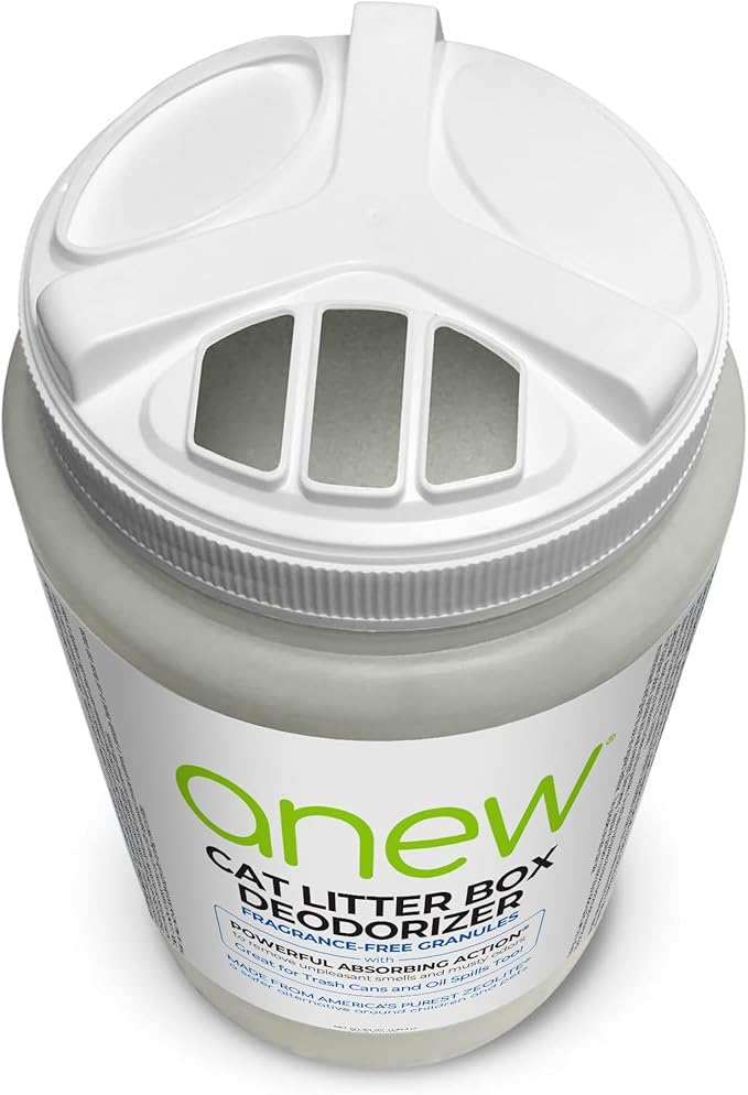 anew CAT LITTER BOX DEODORIZER, 64 oz., Fragrance Free, Makes Litter Last Longer, 4X more granules than a traditional 16 oz. bottle.