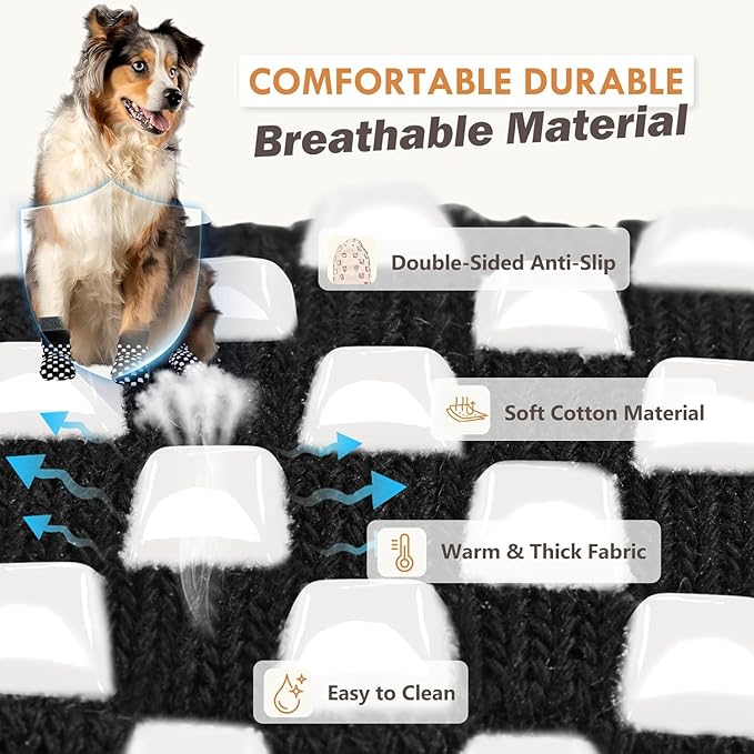 8 Pack Non Slip Dog Socks to Prevent Licking Paws Grippy Socks for Senior Dog on Hardwood Floors Anti Slip Dog Socks for Hot Pavement Double Side Paw Protector Prevent Scratching Black S