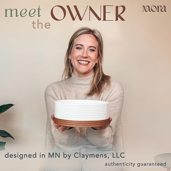 Mora Ceramic Pet Bowl Size Large - Food/Water Dish for Big Dogs, Cats, Great Dane, Mastiff, ect. 50oz or 8 Cups - Basic Bowls for Your Large Dog or Cat, Mix and Match for a Set - Vanilla White