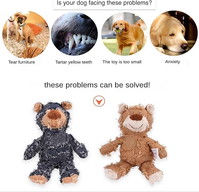 MAXBECK Dog Companion for Heavy Chewers- Indestructible Robust Bear Dog Toy, Resistant Squeaky Dog Toys for Heavy Chewers, Unbreakable Stuffed Plush Dog Toys for Aggressive Chewers (E-Navy+Purple)