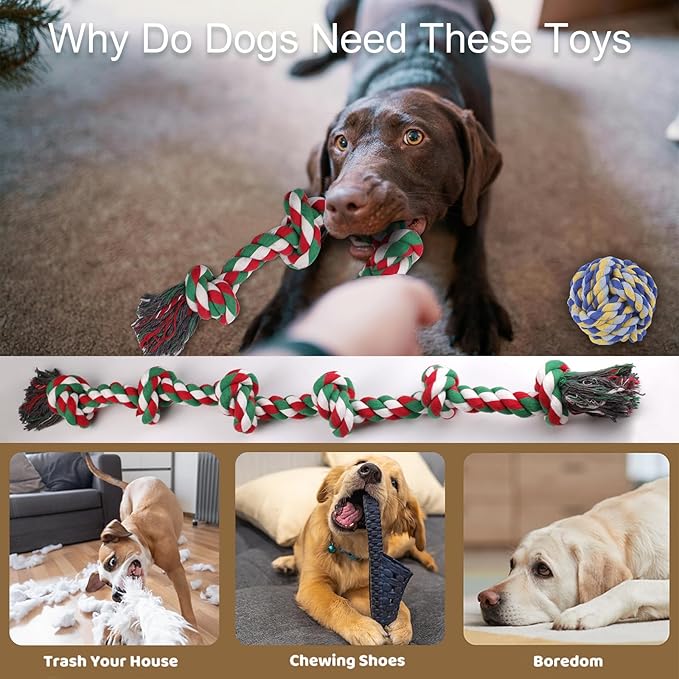 Ryvaxxi Dog Rope Toys for Aggressive Chewers 40In 6 Knots Extra Large Tug of War Dog Toy with Ball, Indestructible Heavy Duty Rope Toys for Dogs Pet Chew Toys for Teething Playing Training