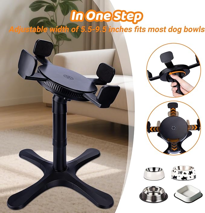 Elevated Adjustable Dog Bowl Feeding Stand, 3 Heights and Tiled Ajudst, Compatible with Moost Feeding Bowls, Great for Medium Large Dogs(No Bowl Included)(2 Pack)