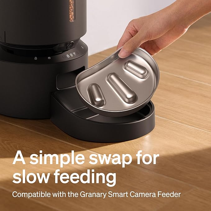 PETLIBRO Slow Feeder Bowl for Small Dogs & Cats, 1.125 Cup— Anti-Gulp Stainless Steel Dog & Cat Bowl, Helps Reduce Risk of Bloat, Dishwasher Safe — Compatible with PETLIBRO Camera Automatic Feeder
