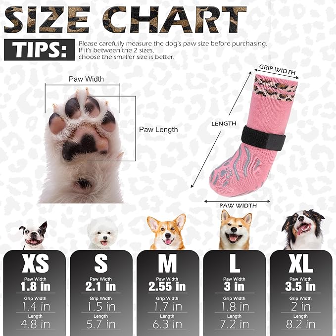 EXPAWLORER Dog Socks for Hot Pavement to Prevent Licking Paws, Anti Slip Doggie Grippy Booties Shoes for Hardwood Floors, Boots & Paw Protectors for Small Medium Large Senior Dogs Pink M