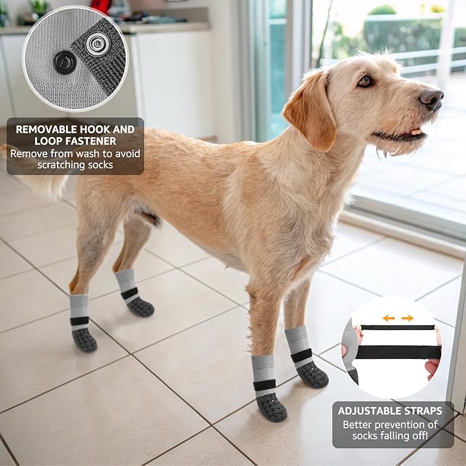 SCENEREAL Dog Socks to Prevent Licking Paws for Hardwood Floors Anti Slip, Dog Grippy Socks Shoes for Senior Small to Large Dogs, Dog Boots & Paw Protectors for Hot/Cold Scratching Pavement