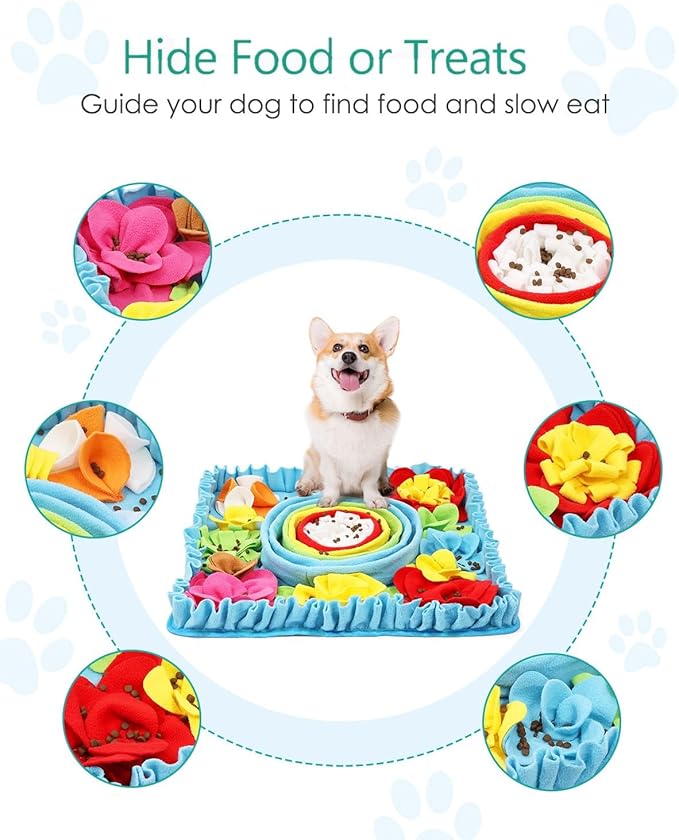 ORIA Snuffle Mat for Dogs, 20x20'' Slow Feeder Mat for Mental Stimulation & Boredom, Dog Puzzle Toy & Rabbit Foraging Mats with Anti-Slip Bottom for Small Medium Large Dogs Puppies Cats Rabbits