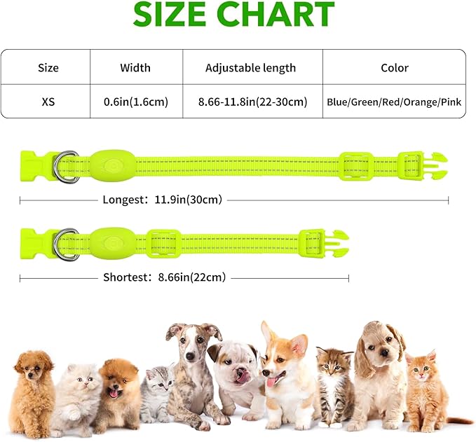 DOMIGLOW Light Up Collar for Small Dogs Cats - Reflective LED Dog Collar Glow in The Dark, Safety Pet Collar Lights for Nighttime Walking (Green)