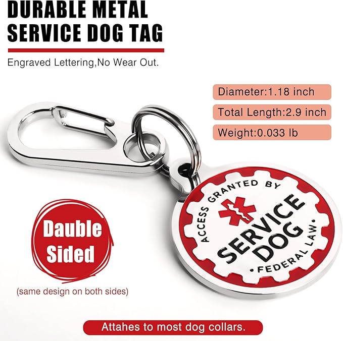 Service Dog Vest Harness+ID Tag+10 Patches,Metal Serivce Dog Tag&Reflective Emotional Support Dog Vest with Handle for Small Dogs,Easy Put On/Off for Training/Walking/Everyday Red XS