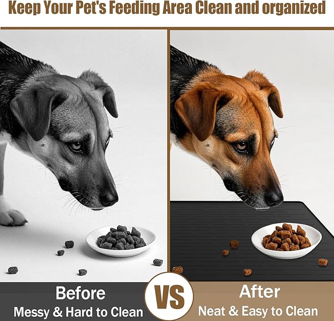 48"x32"(120cmx80cm) Largest Dog Food Mat, XXXL Waterproof Pet Feeding Mat for Floors, Silicone Dog Bowl Mat Tray for Food and Water, Light Gray