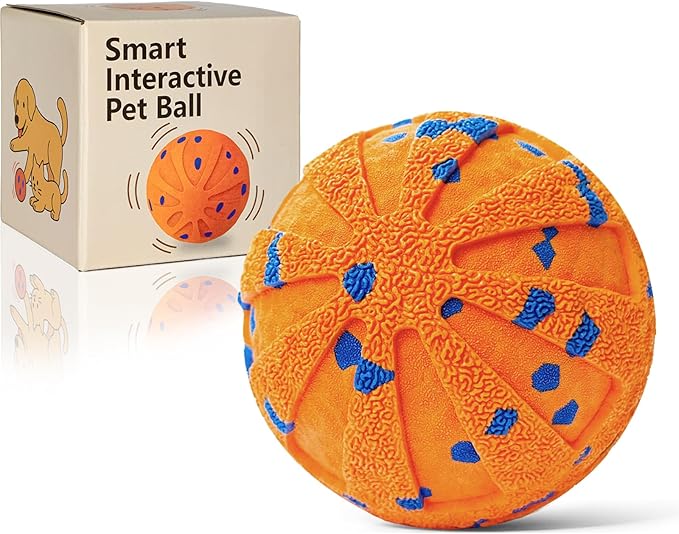 JoyBruko Interactive Dog Toys Ball, Moving Dog Toys to Keep Them Busy, Automatic Self Rolling & Bouncing, Soft E-TPU Material IPX7 Waterproof, Enrichment for Small Medium Large Breeds, Orange