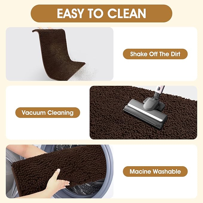 Extra Large Dog Door Mats for Muddy Paws, 71" x 25" Chenille Absorbent Mud Mat for Dogs, Non Slip Heavy Dog Rugs For Muddy Paws, Soft Indoor Door Mat for Entryway, Mud Paw, Inside Floor, Brown