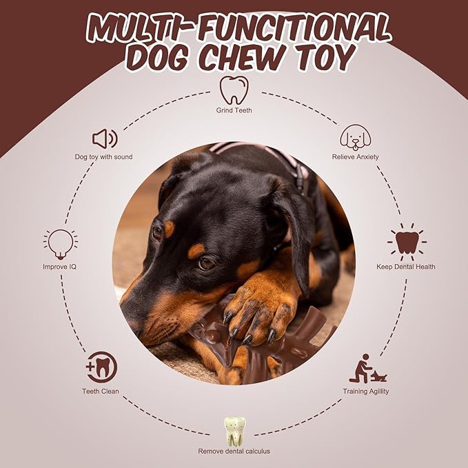 KOOLTAIL Christmas Dog Toys for Aggressive Chewers, 3 Pack Indestructible Dog Bone Toys for Medium Large Breed, Tough Pet Chew Toy to Keep Them Busy, Best Gift for Doggy to Clean Teething and Training