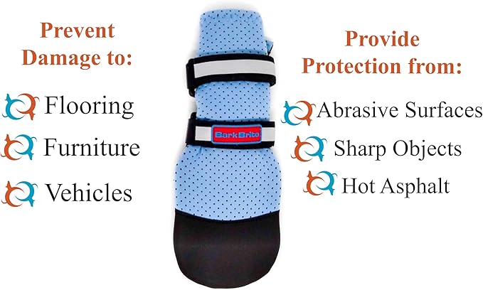 Bark Brite Lightweight Neoprene Paw Protector Dog Boots Designed for Comfort and Breathability in 5 Sizes (Blue XXL)