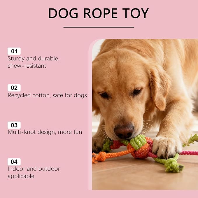 Dog Rope Toy - Chew-Resistant Tough Interactive Pet Supplies, Dog Pull Toy for Teeth Cleaning, Indoor and Outdoor Play, Boredom Relief, Durable Chew Rope for Small, Medium, and Large Dogs