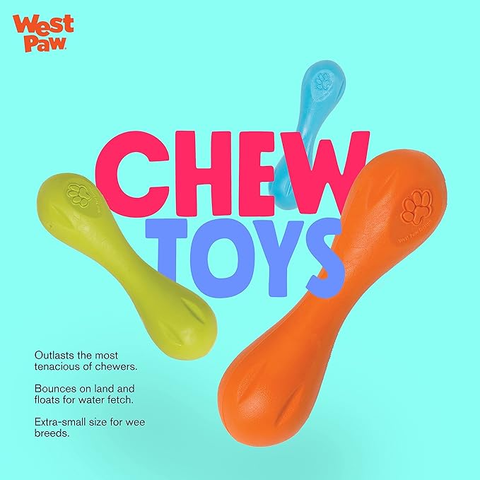 WEST PAW Zogoflex Hurley Dog Bone Chew Toy – Floatable Pet Toys for Aggressive Chewers, Catch, Fetch – Bright-Colored Bones for Dogs – Recyclable, Dishwasher-Safe, Non-Toxic, Large, Tangerine