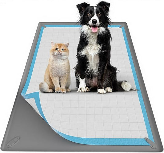 Pee Pad Holder for Dogs Fits Up to 25" x 36" Training Pads Silicone Puppy Pad Holder Tray Non-Slip Dog Pad Holder with Powerful Magnetic Lock Potty Pad Holder for Home Floor Protection