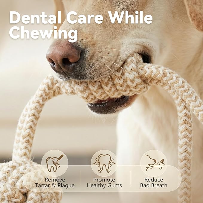 IRRESTRICO Puppy Chew Toys for Teething Relief, Dog Rope Toys for Small and Medium Dogs, Dental Chew Rope for Training, L Size