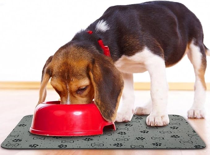 Dog Food Mats,Cat Absorbent Water Bowl Feeding Mats Pet Placemats for Food and Water Spot 16 * 24 inch