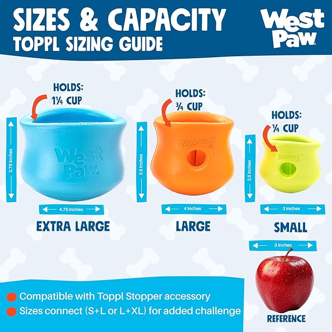 WEST PAW Toppl Durable Dog Treat Puzzle Toy for Large Dogs- Engaging Interactive Chew Toy for Mental Stimulation, Slow Feeding- One and Quarter Cup Capacity - Cardinal Red, XL