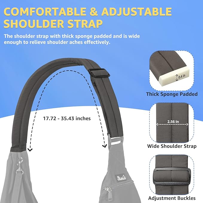 SlowTon Dog Carrier Sling - Thick Padded Shoulder Strap Adjustable Dog Carriers for Small Dogs, Puppy Carrier Purse for Pet Cat with Front Zipper Pocket Safety Belt Machine Washable (Grey L)