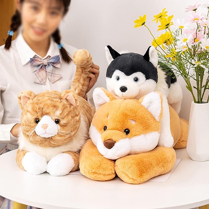 Fawowe Cat Weighted Stuffed Animals, 3.9 lbs 21.6 inch Weighted Cat Plush Toy Realistic Plush Animals Pillow Toy for Adults and Kids